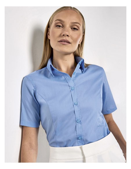 KUS-KK742F-Womens Tailored Fit Business Shirt Short Sleeve 2